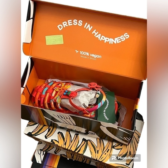 Farm Rio Tropical Beaded Tube Strap Sandals Size 9 - Picture 5 of 7